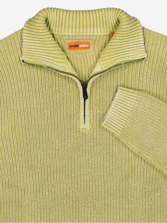 emilio adani Herren Pullover mit Troyerkragen Grün 37785