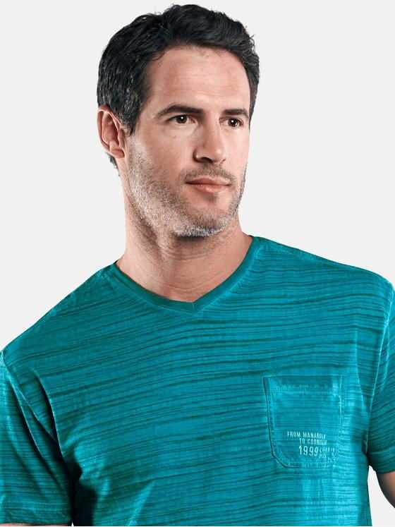 engbers Herren T-Shirt in Flammgarnoptik Petrol 29238