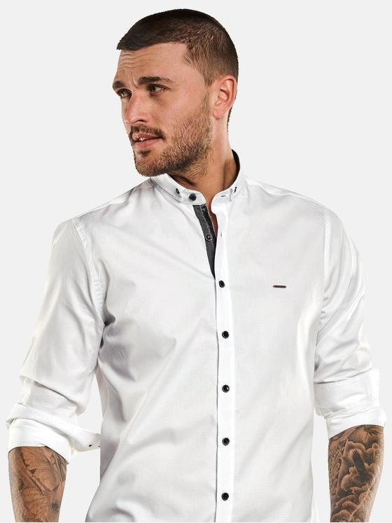 emilio adani Herren Langarm-Hemd uni Weiß 32873