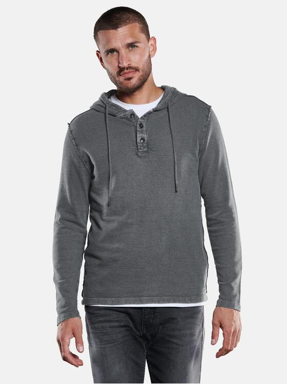 emilio adani Herren Langarm-Shirt mit Kapuze Grau 33351