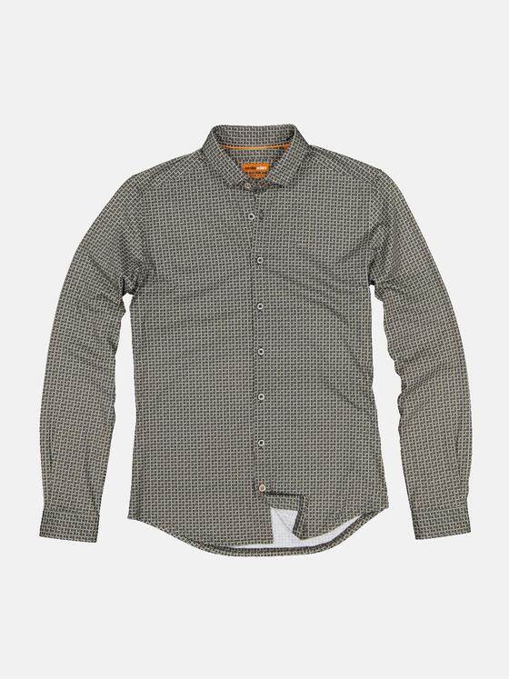 emilio adani Herren Langarm-Hemd mit All-Over-Print Grün 33342