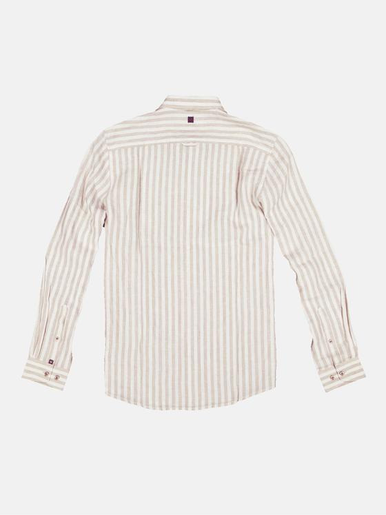 ENGBERS GERMANY Herren Langarmhemd aus Leinen Braunbeige 34781