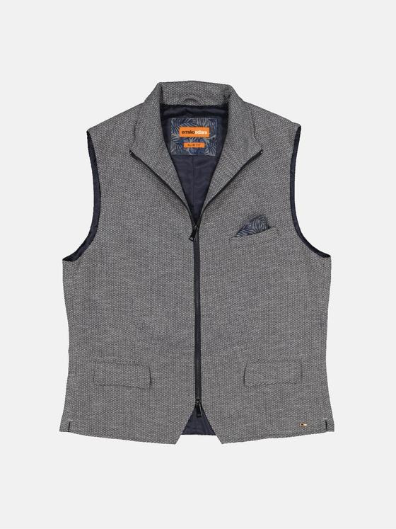 emilio adani Herren Sakko-Weste mit Zipper Grau 33312