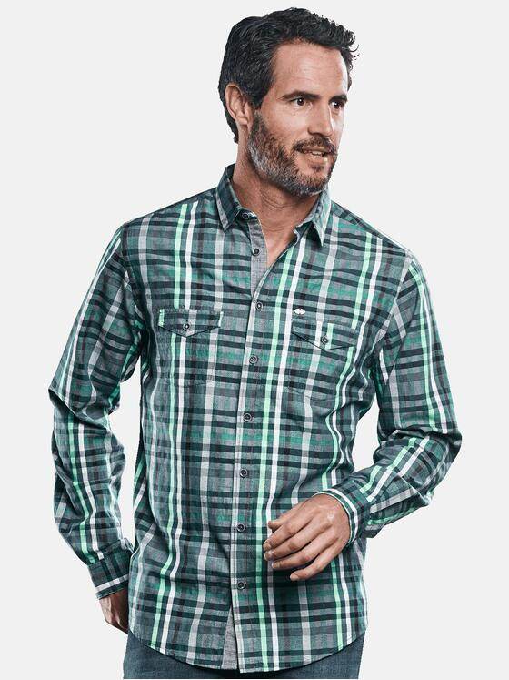 engbers Herren Modisch gefärbtes Karohemd Petrolgruen 30836