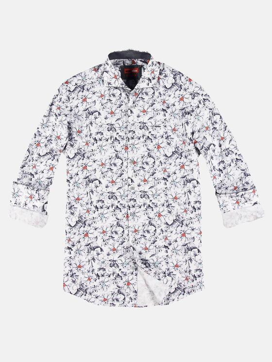 emilio adani Herren All Over Printhemd Grau 30325