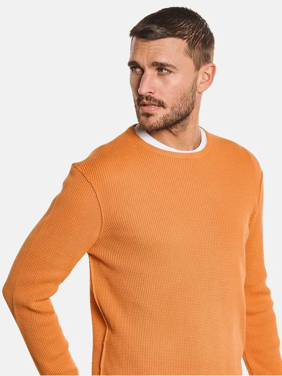 emilio adani Herren Pullover mit feiner Struktur Orange 32837