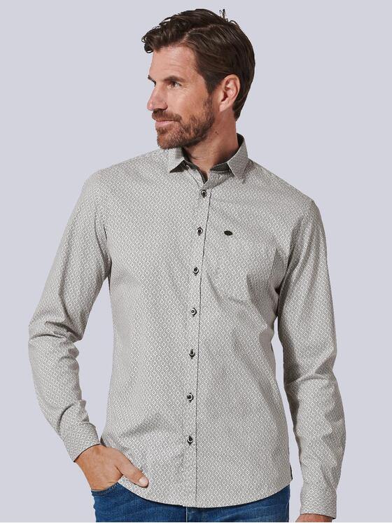 engbers Herren Langarm-Hemd gemustert Beige 35329