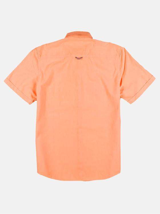 engbers Herren Sommerliches Kurzarmhemd mit floralen Kontrastdetails Mandarinorange 29781