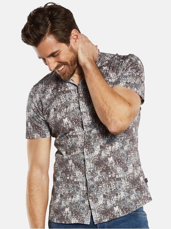 engbers Herren Kurzarm-Hemd gemustert Beige 34270