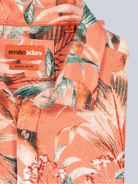 emilio adani Herren Kurzarm-Hemd gemustert Orange 38996