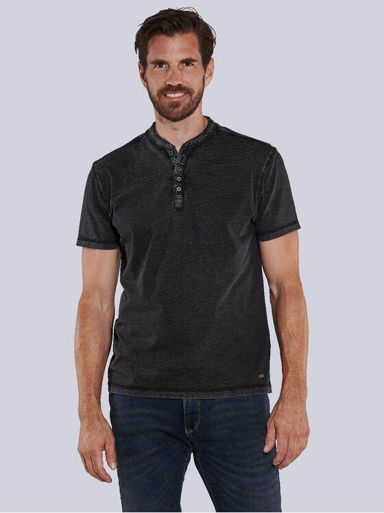engbers Herren Henley-Shirt uni Schwarz 36155