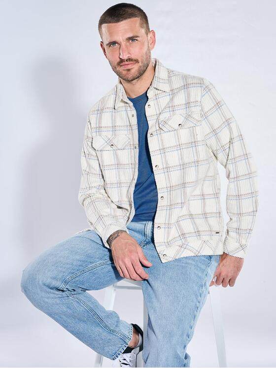 emilio adani Herren Overshirt aus Soft-Cord Naturweiss 40901