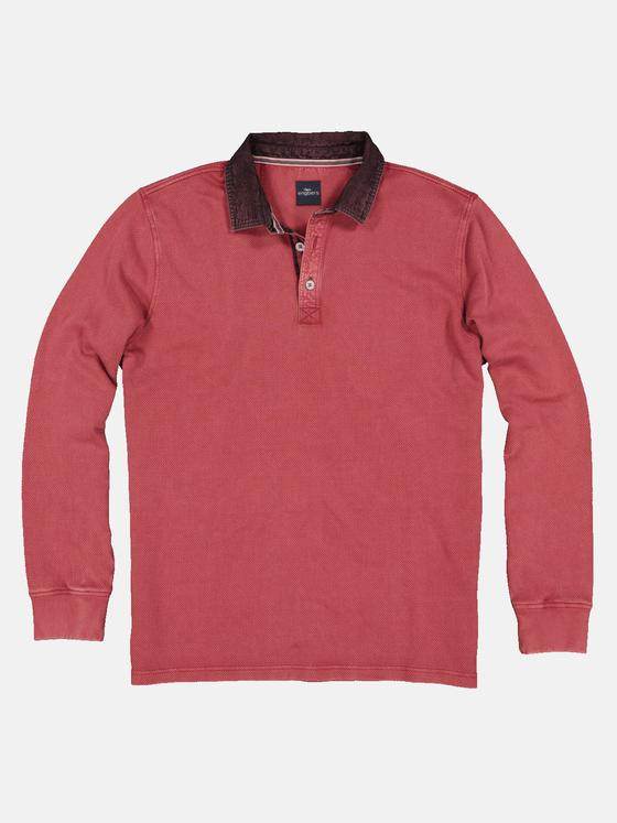 engbers Herren Langarm-Shirt Polokragen Lachsrot 33770