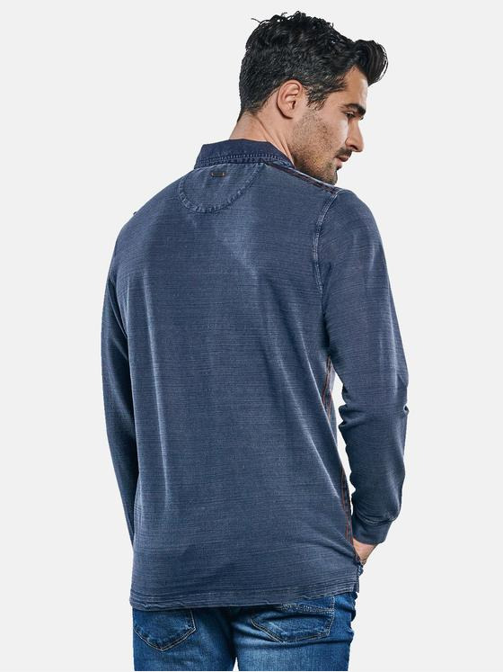 engbers Herren Langarm Poloshirt mit Kontrastnähten Blau 31135