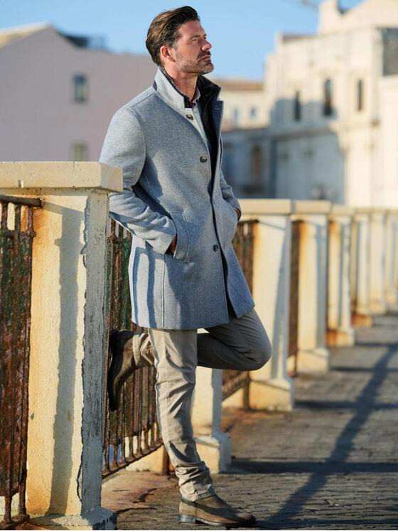 emilio adani Herren Mantel mit heraustrennbarem Inlet Silbergrau 39385