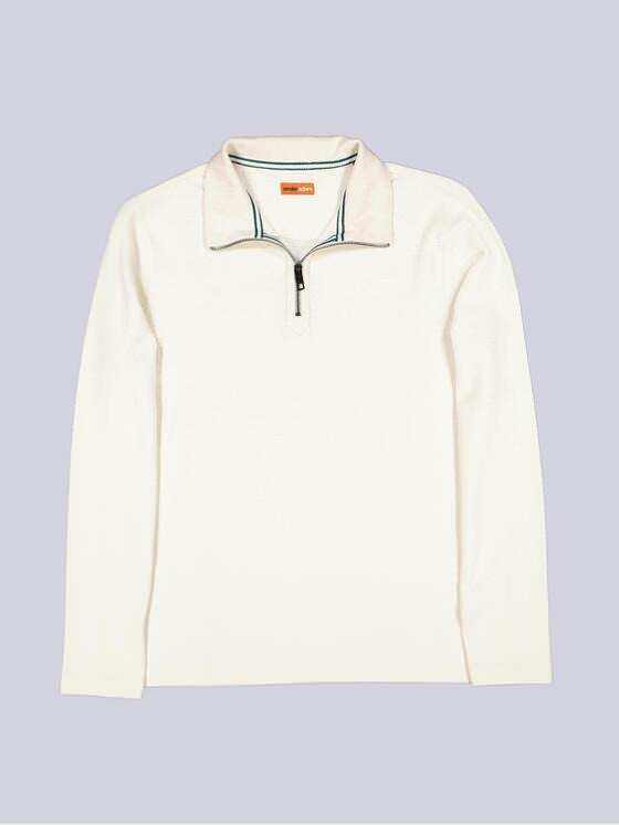 emilio adani Herren Modisches Sweatshirt mit Stehkragen Naturweiss 39959