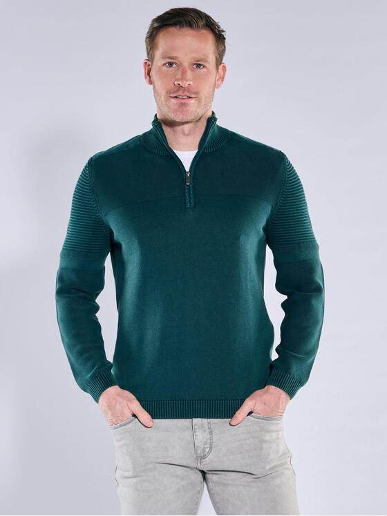 engbers Herren Pullover mit Polokragen Petrolblau 40085