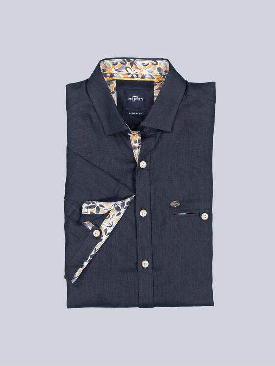 engbers Herren Kurzarm-Hemd aus Leinen Saphirblau 38362