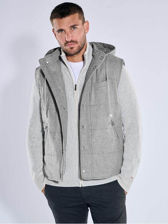 emilio adani Herren Weste mit abnehmbarer Kapuze Silbergrau 39478