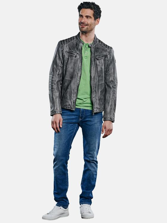 engbers Herren Lederjacke im Bikerstyle Grau 31748