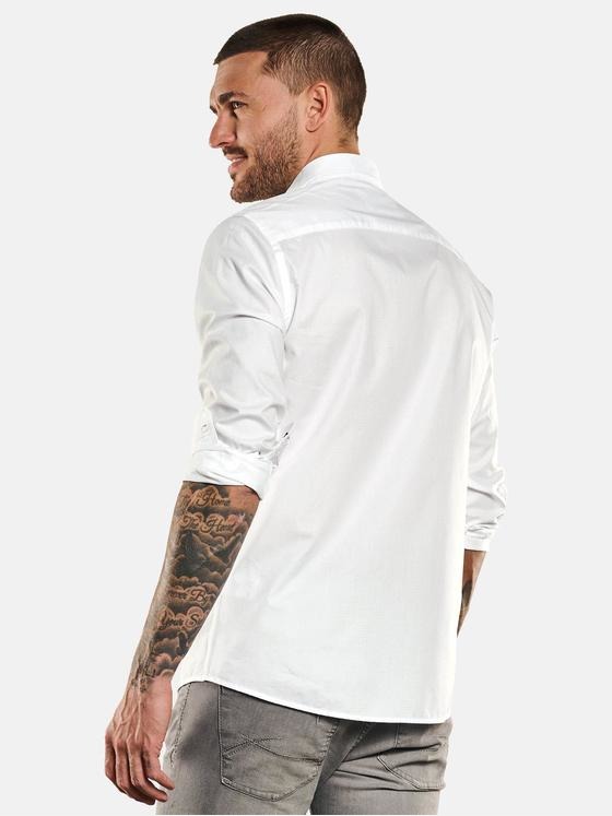 emilio adani Herren Langarm-Hemd uni Weiß 32873