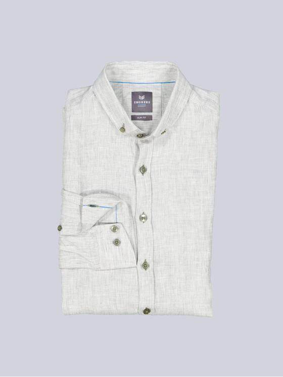 ENGBERS GERMANY Herren Langarm-Hemd aus Leinen Khaki 38541
