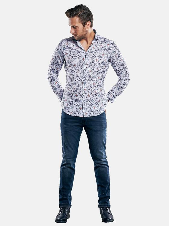 emilio adani Herren All Over Printhemd Grau 30325