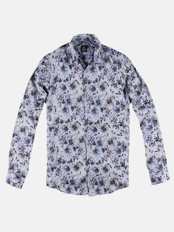 ENGBERS GERMANY Herren Florales Langarmhemd Saphirblau 30940