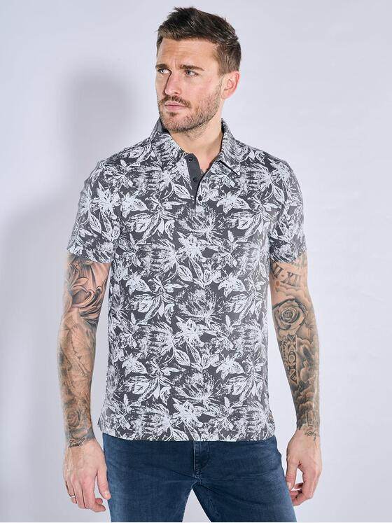 emilio adani Herren Polo-Shirt gemustert Kieselgrau 38685