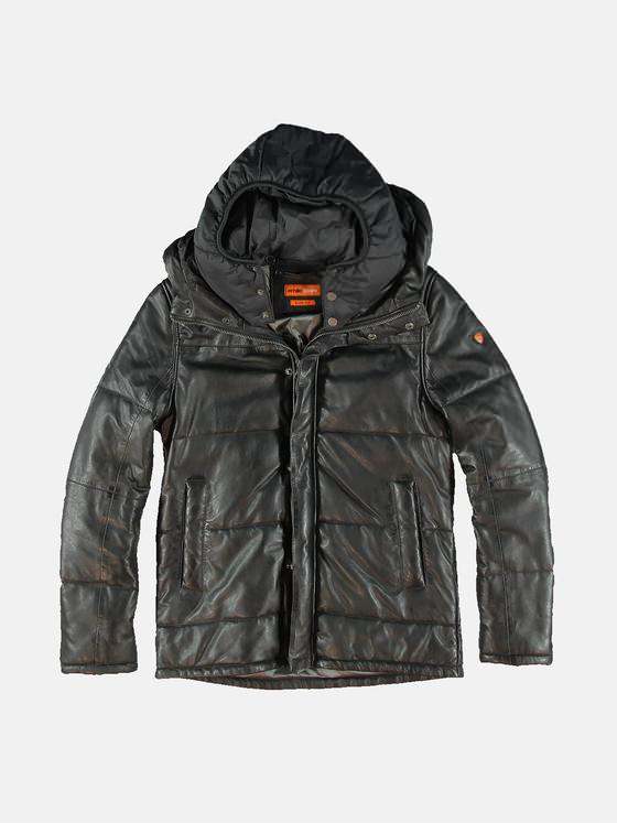 emilio adani Herren Lederjacke in Steppoptik Schwarz 31875