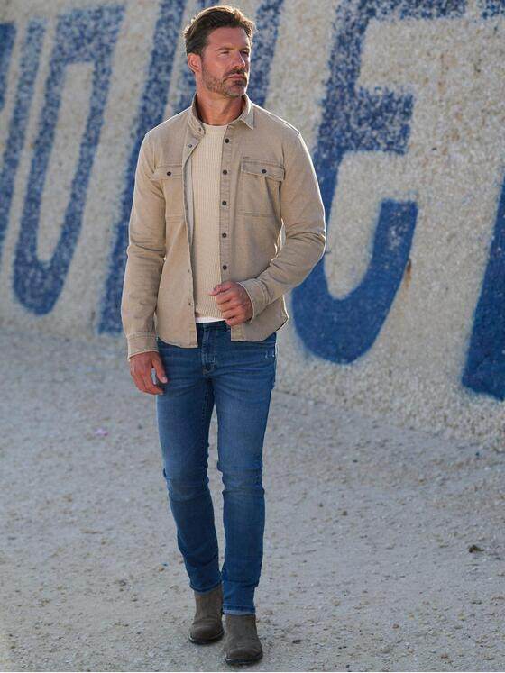 emilio adani Herren Overshirt uni Sand 39203