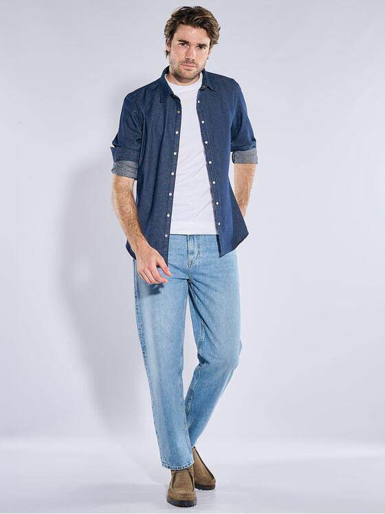emilio adani Herren Jeans-Overshirts mit Druckknöpfen Saphirblau 40928