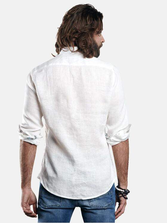 emilio adani Herren Sommerliches Leinenhemd mit stylischen Kontrastdetails Weiß 29919