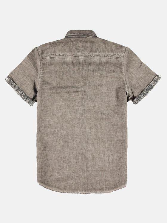 emilio adani Herren Kurzarm-Hemd-uni Beige 31611