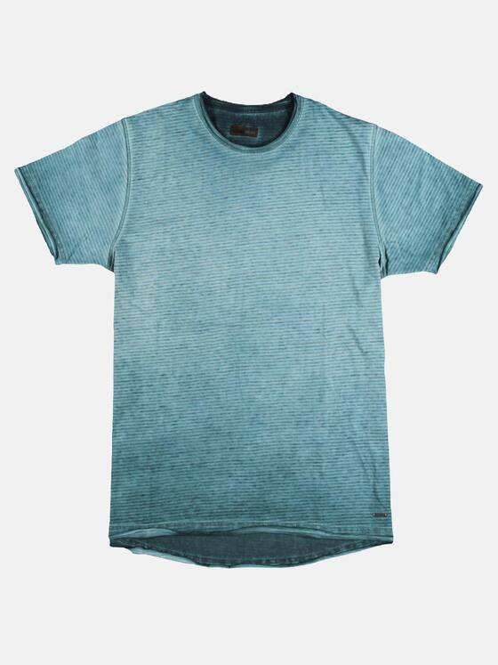emilio adani Herren Rundhals T-Shirt mit dezenter Streifenstruktur Türkis 29621