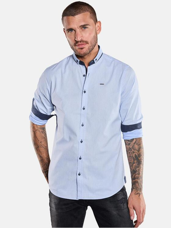 emilio adani Herren Langarm-Hemd gemustert Hellblau 34388
