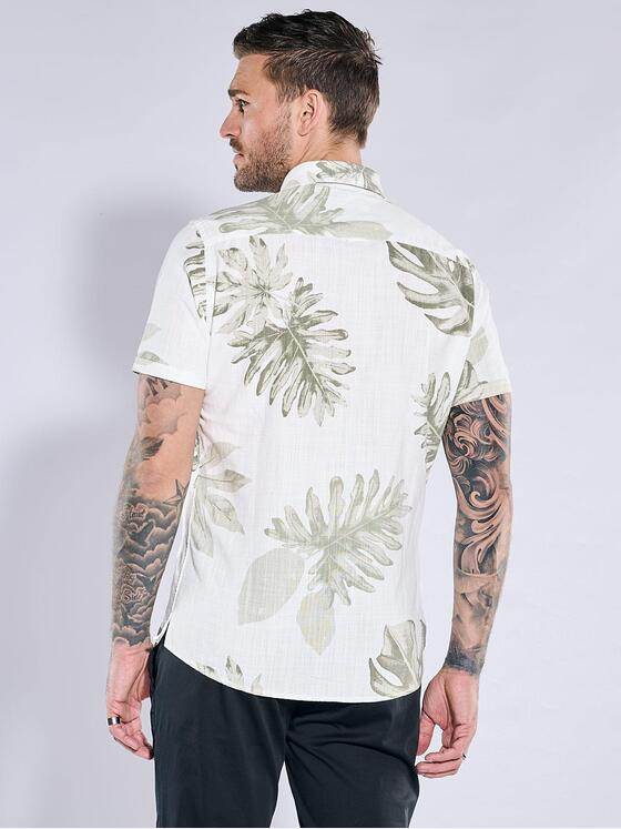 emilio adani Herren Kurzarm-Hemd  gemustert Khaki 38484