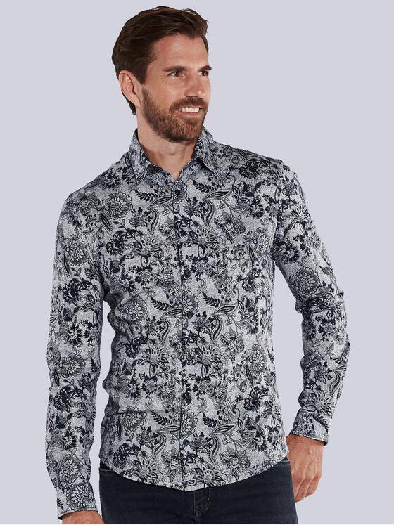 ENGBERS GERMANY Herren Langarm-Hemd aus Jersey Blau 35648