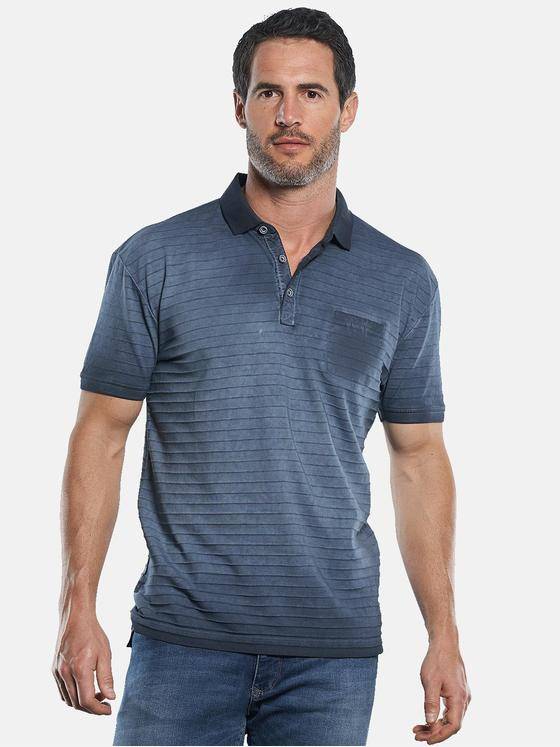 engbers Herren Poloshirt mit innovativen Strukturstreifen Indigoblau 29730