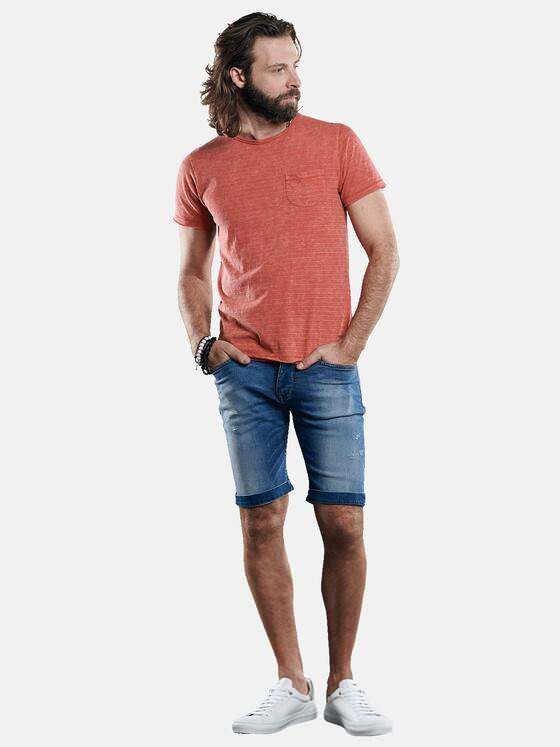 emilio adani Herren Rundhals T-Shirt mit dezentem Streifenmuster Rot 29680