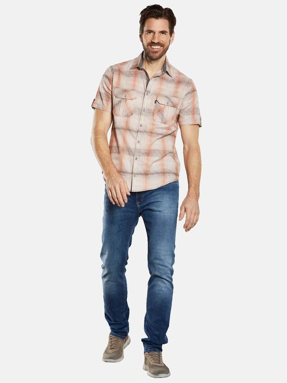 engbers Herren Kurzarm-Hemd kariert Orange 34465