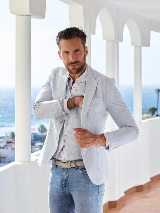 emilio adani Herren Freizeit-Sakko slim fit Blau 36524