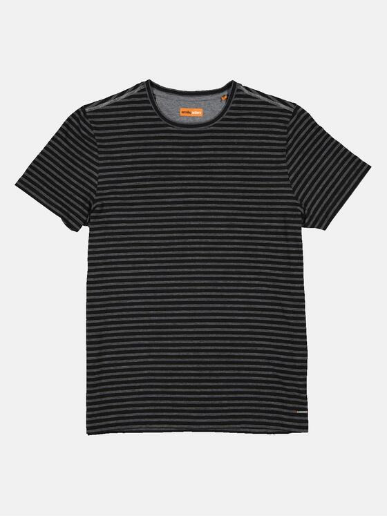 emilio adani Herren T-Shirt gestreift Schwarz 32454