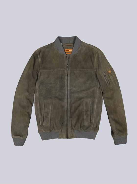 emilio adani Herren Lederjacke regular Grau 36197
