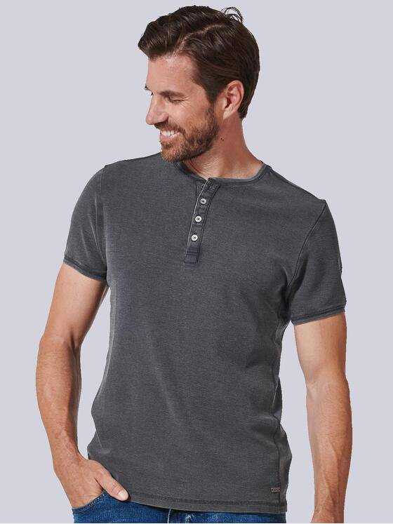 engbers Herren Henley-Shirt uni Blau 35355