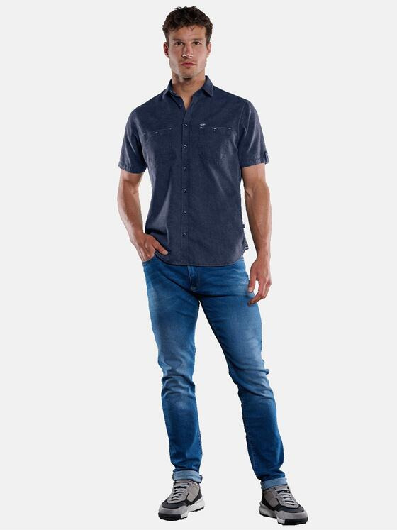 engbers Herren Kurzarm-Hemd uni Blau 33439