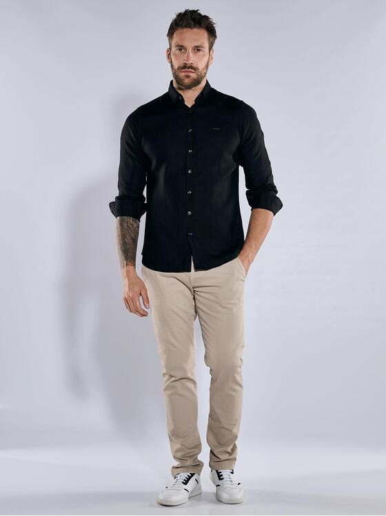 emilio adani Herren Hemd uni Schwarz 36604