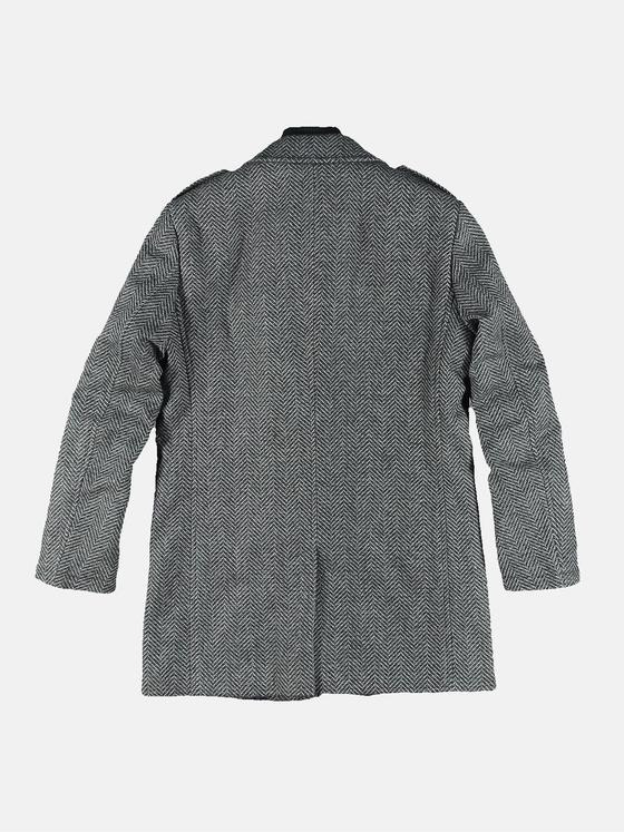 emilio adani Herren Mantel mit Fischgratmuster Schwarz 32038