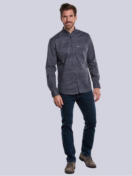 engbers Herren Langarm-Hemd gemustert Schwarz 34401