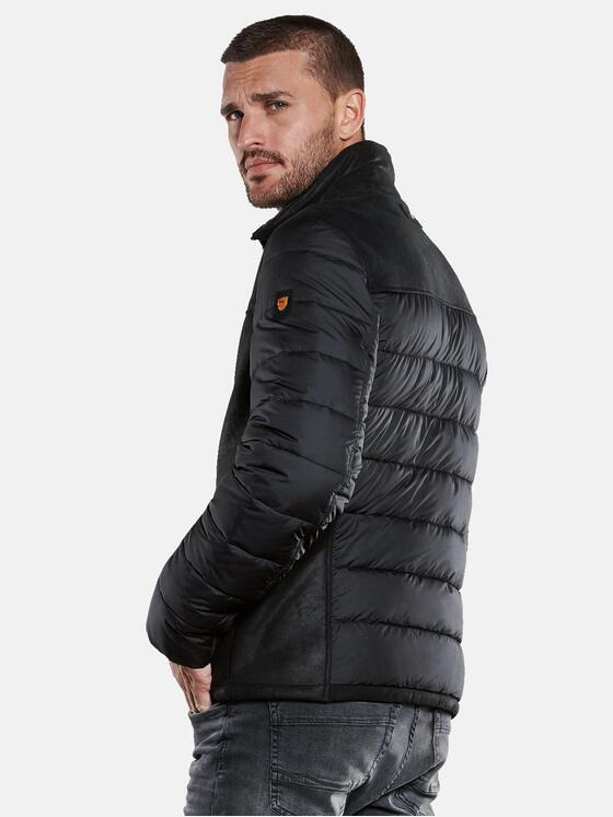 emilio adani Herren Lederjacke aus Materialmix Schwarz 33527